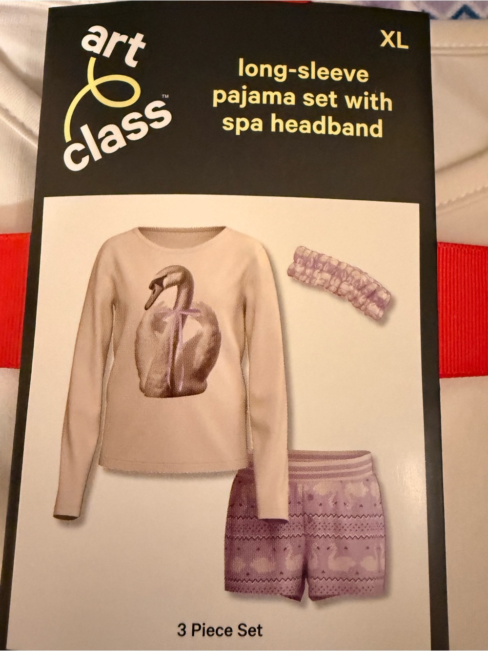 art class Cream and Lavender Girls' Long-Sleeve Pajama Set with Headband